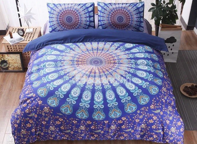 Bohemian Style Violet Blue Mandala Pattern Polyester 3-piece Bedding Sets/duvet Cover