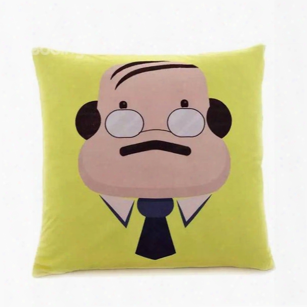 Cartoon Funny Man With Minimal Hair Paint Throw Pillow Case