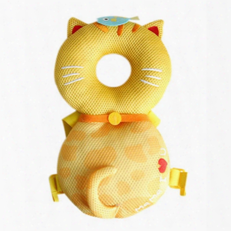 Cat Pattern Buckle Polyester And Pp Cotton 1-piece Yellow Anti-tumbling Toddlers Pillow