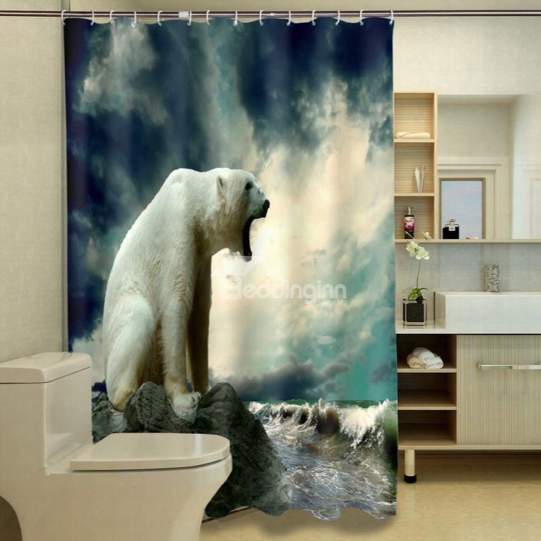 Chic Lazy Polar Bear Dacron 3d Shower Curtains
