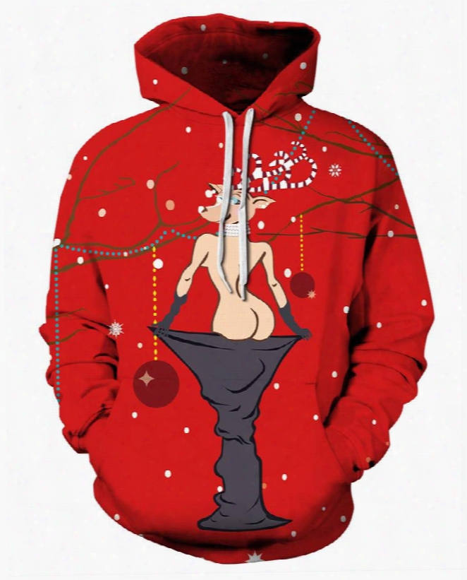 Christmas Sexy Miss Deer Long Sleeve 3d Pattern Hoodie