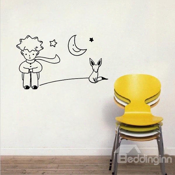 Classic Boy And Little Fox Removable Wall Sticker