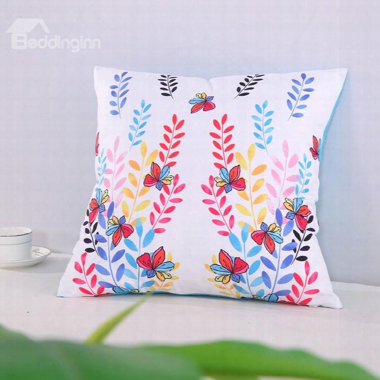 Colorful Butterflies And Leaves Strings Pattern Decorative Square Polyester Throw Pillowcases