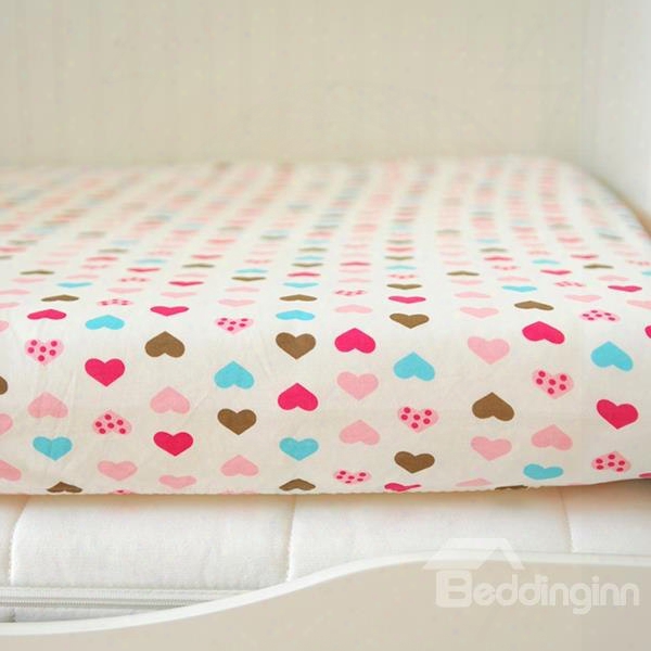 Colorful Heart Shape Pattern Baby Crib Fitted Sheet
