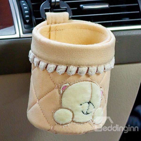 Cute Yellow Bear Patterned Cotton Car Phone Holder