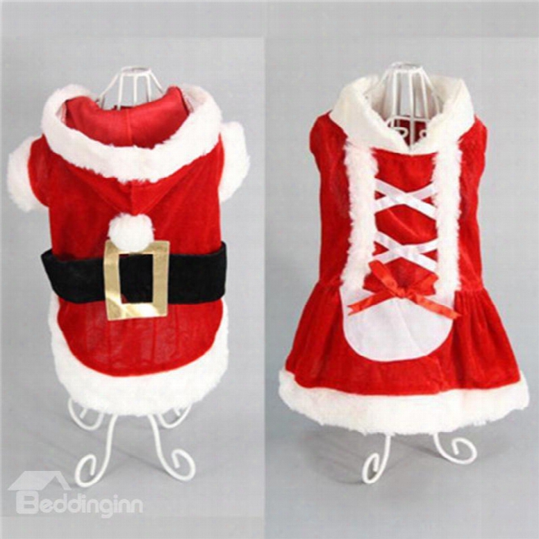 Dog Costume Christmas Pet Clothes Winter Hoodie Coat Dress