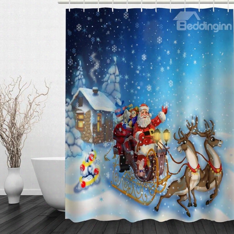 Dreamlike The Santa Claus Deer Priinting Christmas Theme 3d Shower Curtain