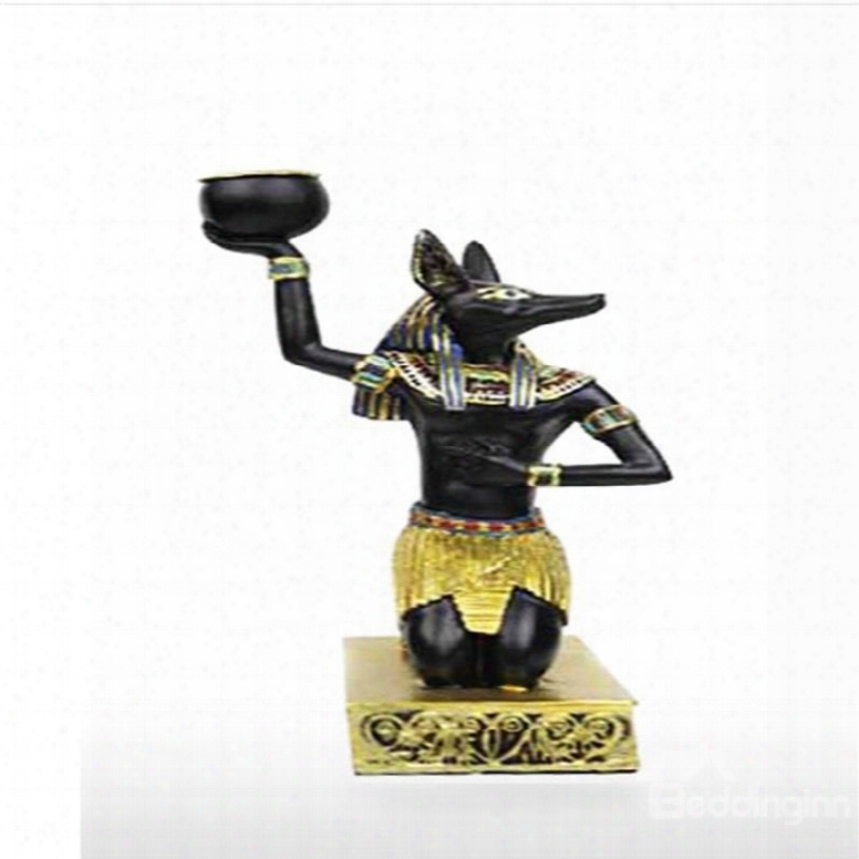 Elegant And Creative Style Egypt Anubis Design Resin Home Decorative Candle Holder