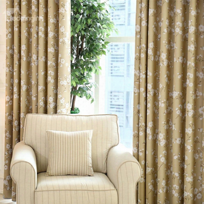 Elegant Fresh Floral Grommet Top Curtain