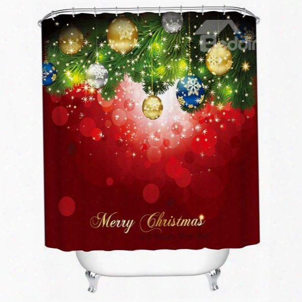 Fancy Dreamilke Balloon And Christmas Tree Printing 3d Shower Curtain