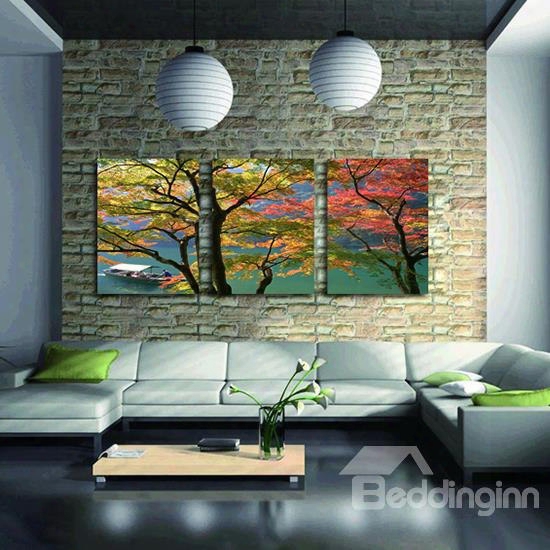 Fantastic Colorful Trees 3-panel Canvas Wall Art Prints