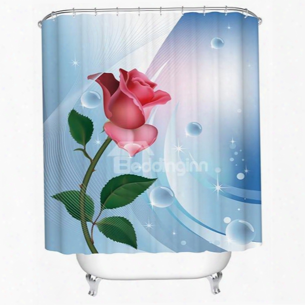 Fashion New Style Fresh Rose 3d Shower Curtain