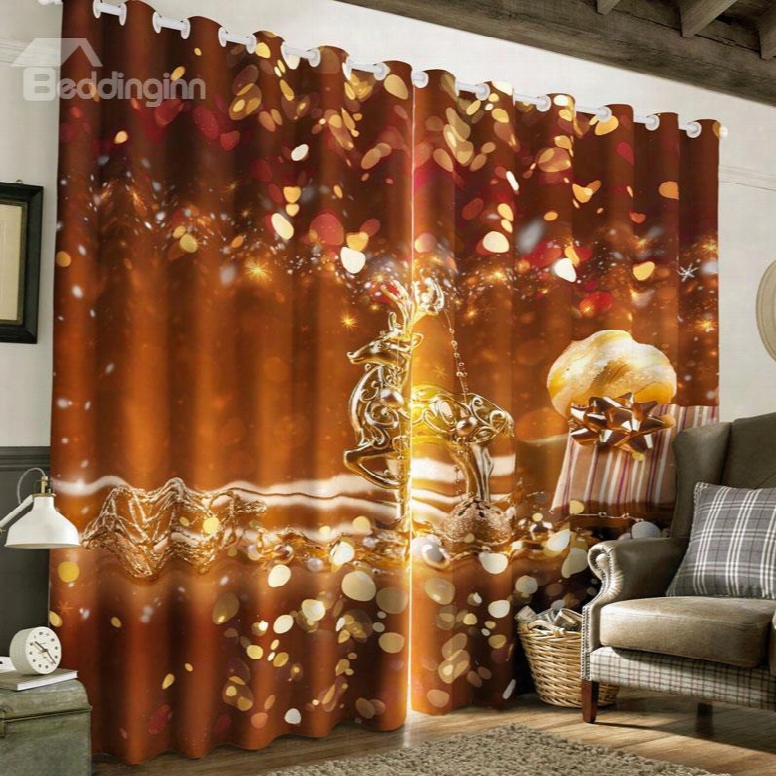 Festival Home Decoratin Christmas Gifts Printed Polyester Custom Living Room Curtain