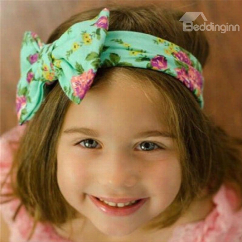 Flowers Printed Bowknots Cotton Simple 1-piece Multi-color Hair Band
