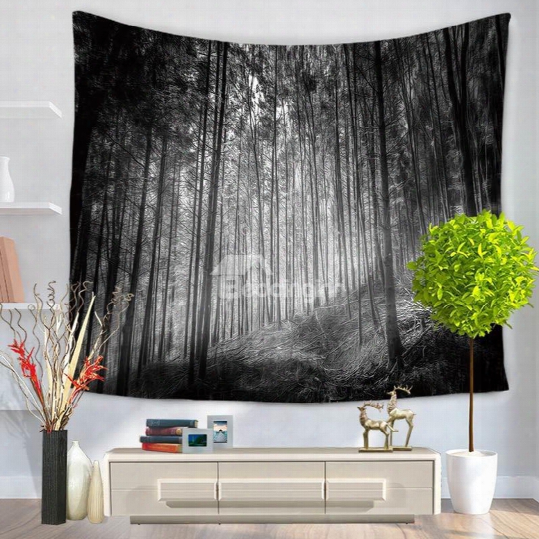 Foggy Dark Color Jungle Rain Forest Nature Pattern Decorative Hanging Wall Tapestry