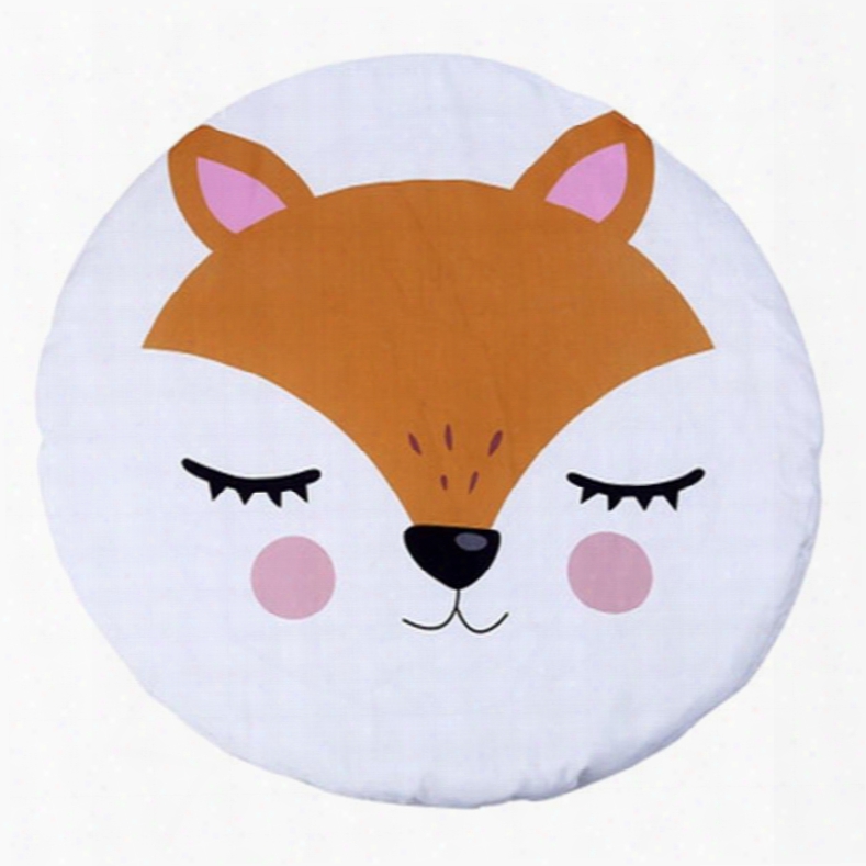 Fox Pattern Roundeed Cotton Baby Play Floor Mat/crawling Pad