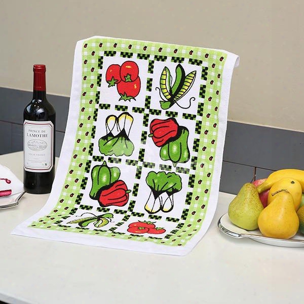 Fresh Vegetables Printing Ultrafine Fiber Face & Hand Towel