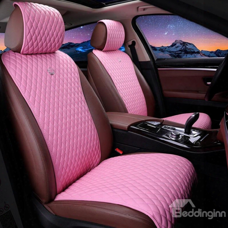 Girly Design Soft Pink Leather Universal Fit Car Seat Covers