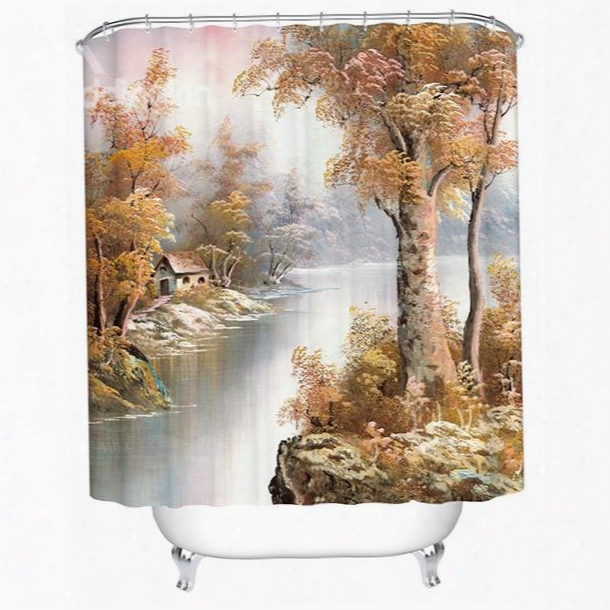 Graceful Concise Countryside View 3d Shower Curtain