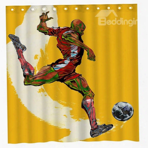 Innovative Design Soccer Player Polyester 3d Shower Curtain