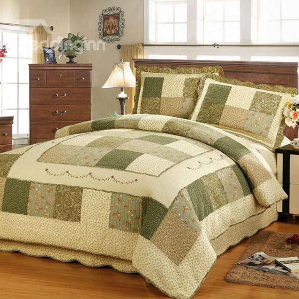 Little Floral Green King Size 3-piece Cotton Bed In A Bag