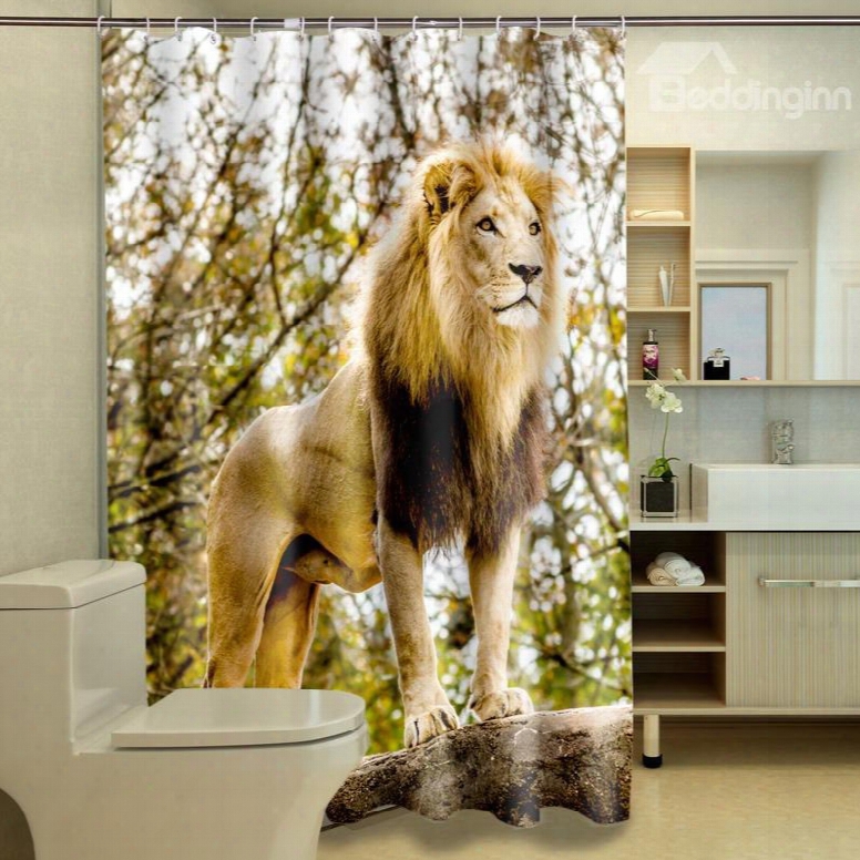 Lively Vigorous Lion Dacron 3d Shower Curtain