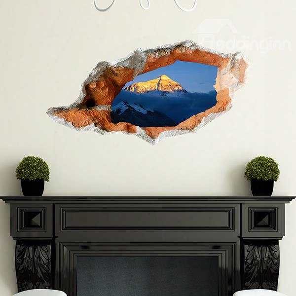 Magnificent Mountain Wall Hole View Removable 3d Wall Sticker