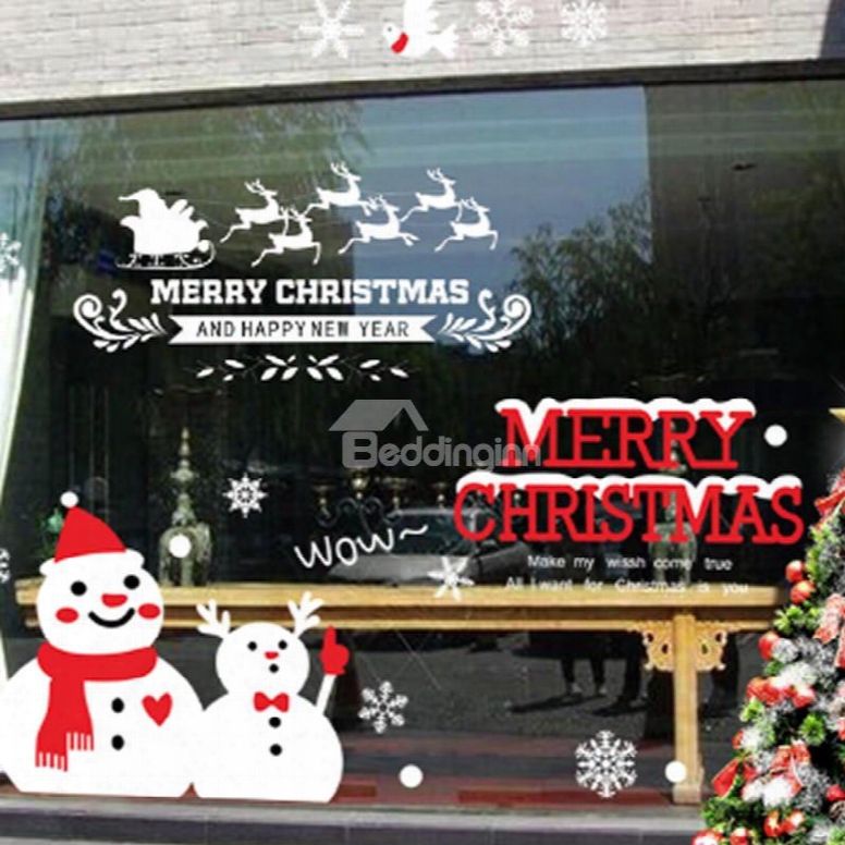 Merry Christmas  Snowman Cute Wall Sticker