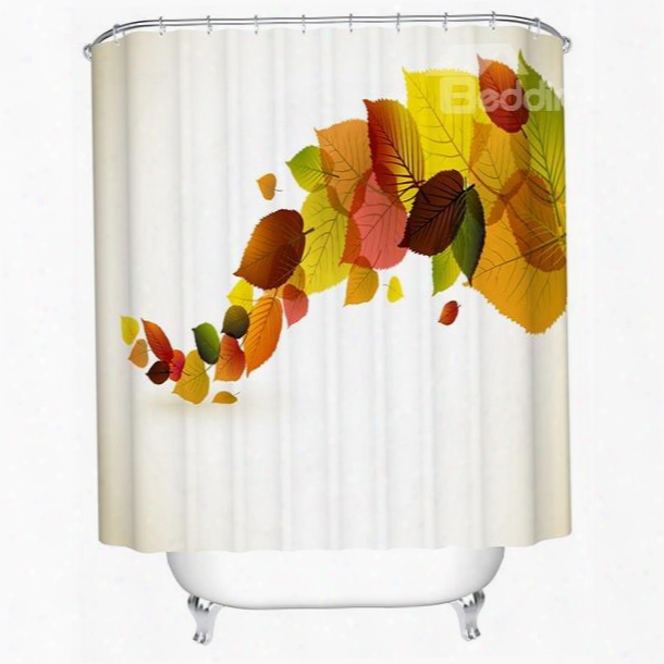 Modern Pretty Concise Colorful Leaves 3d Shower Curtain