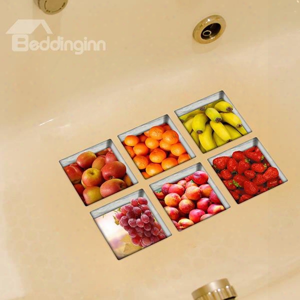 New Arrival Fruit Pattern 3d Bathtub Stickers For Room Decoration