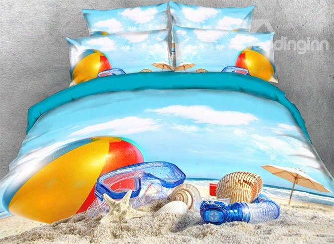 Onlwe 3d Summer Holiday Beach Style 4-piece Bedding Sets/duvet Covers