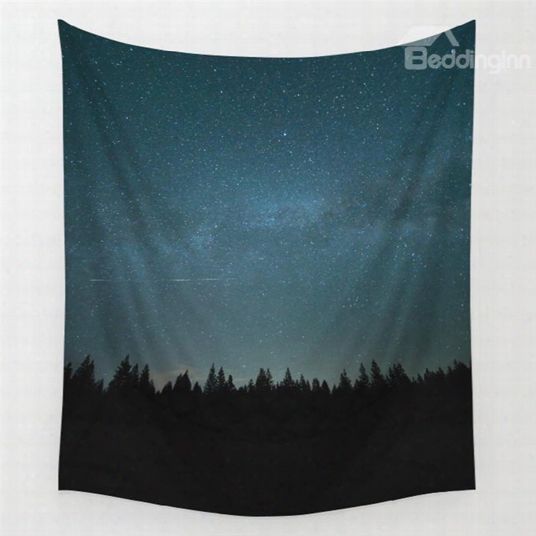 Peaceful Forest And Galaxyy Space Pattern Decorative Hanging Wall Tapestry
