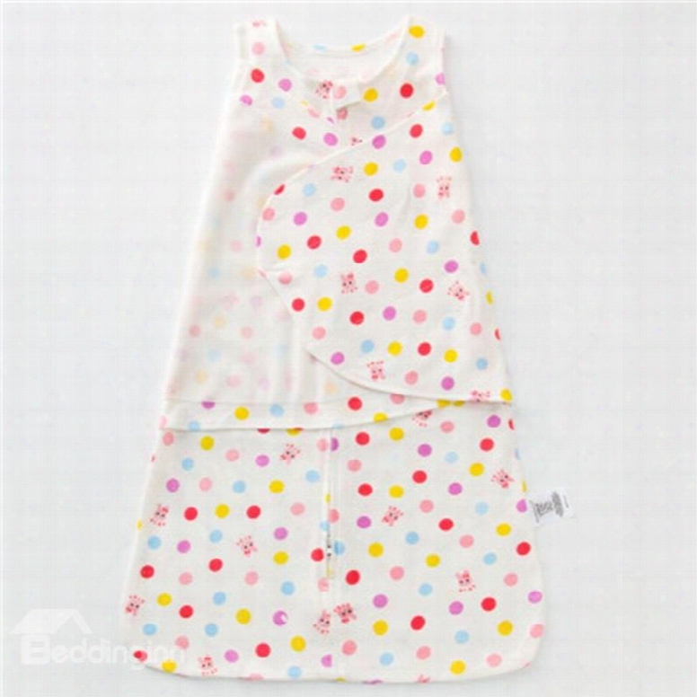 Polka Dots Printed Cotton 1-piece White Baby Sleeping Bag