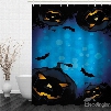 3D Halloween Jack-o-Lanterns Bats Polyester Waterproof Antibacterial and Eco-friendly Blue Shower Curtain