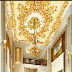 Golden Flowers Pattern Waterproof Durable and Eco-friendly 3D Ceiling Murals