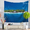 Lonely Sea Island with Dark Blue Sky and Ocean Decorative Hanging Wall Tapestry