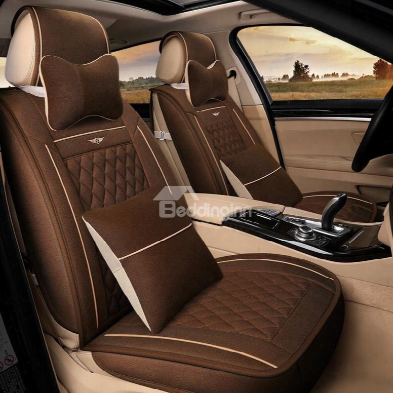 Pure Color Diamond Check Pattern Antique Universal Car Seat Cover