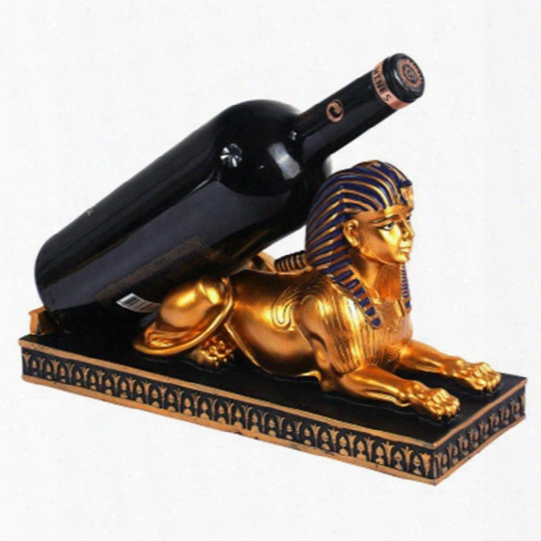 Retro And Elegant Style Egypt The Sphinx Of Pharaoh Design Resin Home Decorative Wine Rack