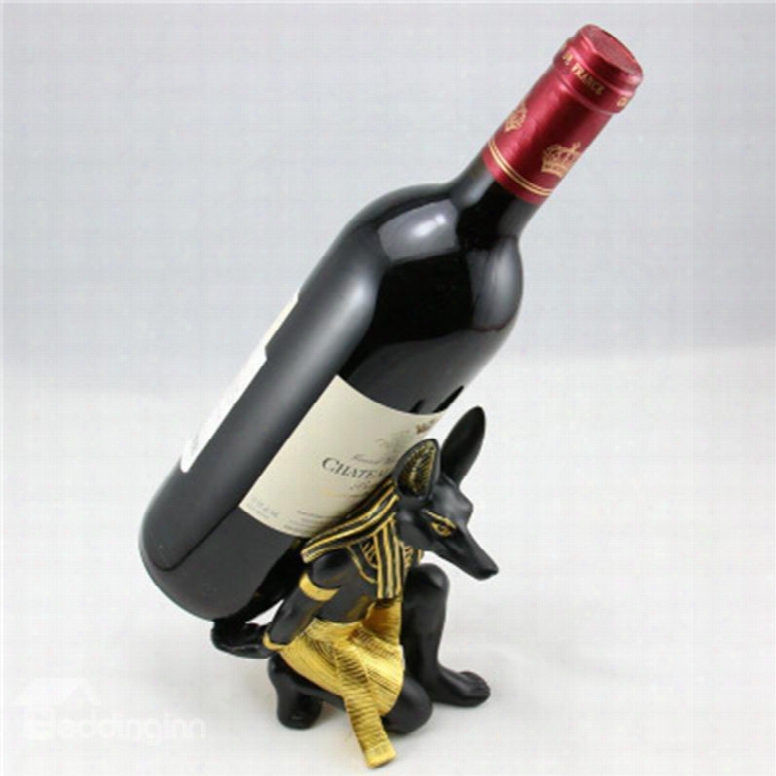 Retro And Modern Style Egypt Anubis Design Resin Home Decorative Wine Rack