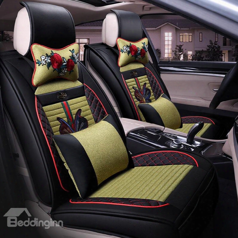 Skillful Manufacture Traditional Flowers&butterfly Pattern Univeral Car Seat Covers