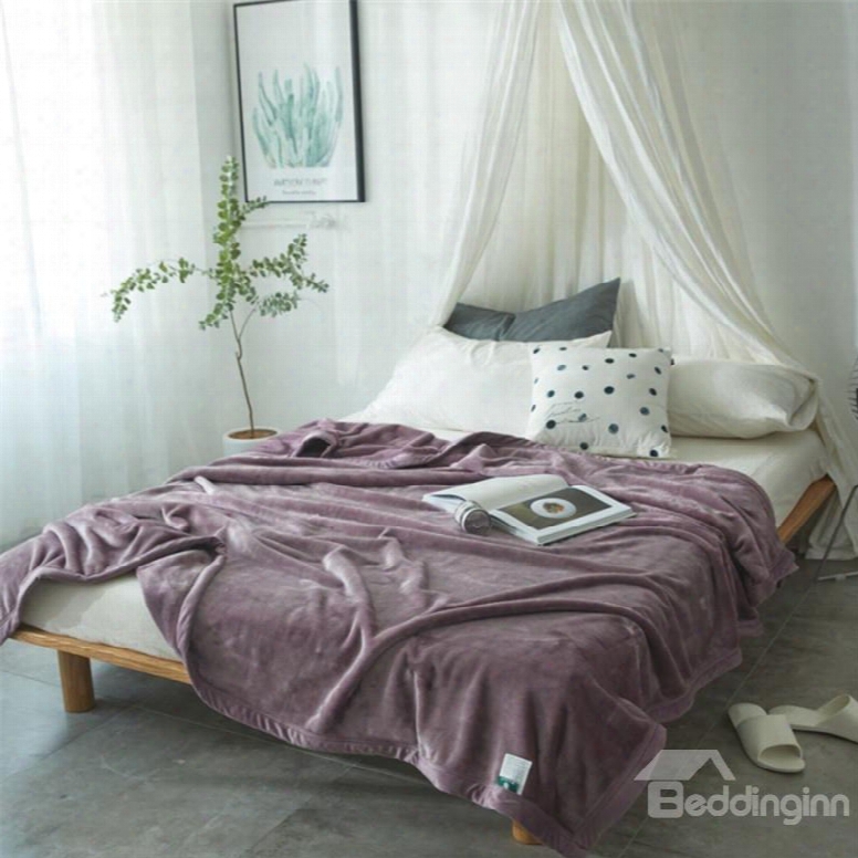 Solid Dark Purple Super Soft Coral Fleece Bed Blankets