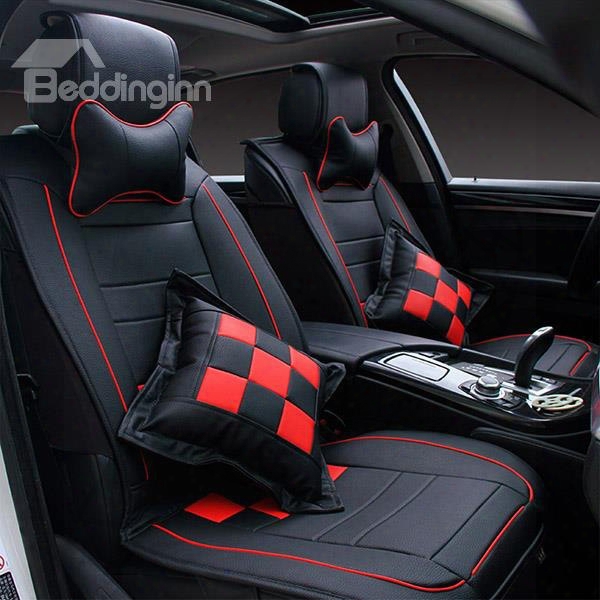 Sporty And Fashionable Plaid Patterned Leather Car Seat Cover