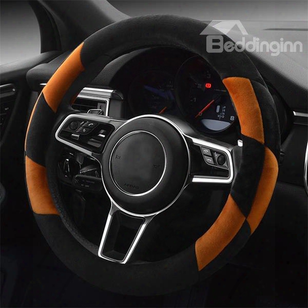 Super Soft Dual Colored Plaid Plush Steering Wheel Cover