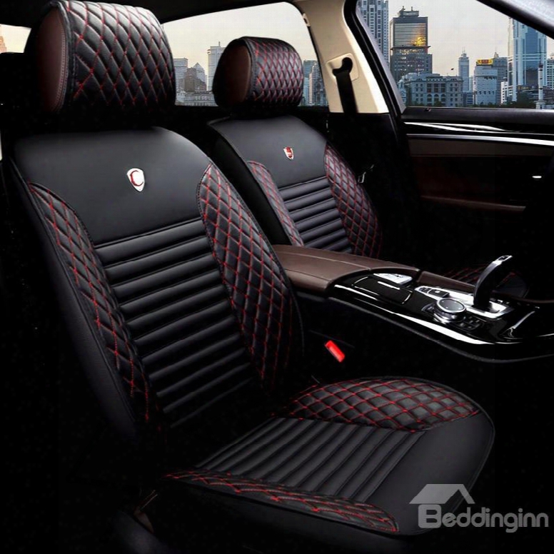 Tasteful Colorful Elegant Shape Plaid Leather Universal Car Seat Cover