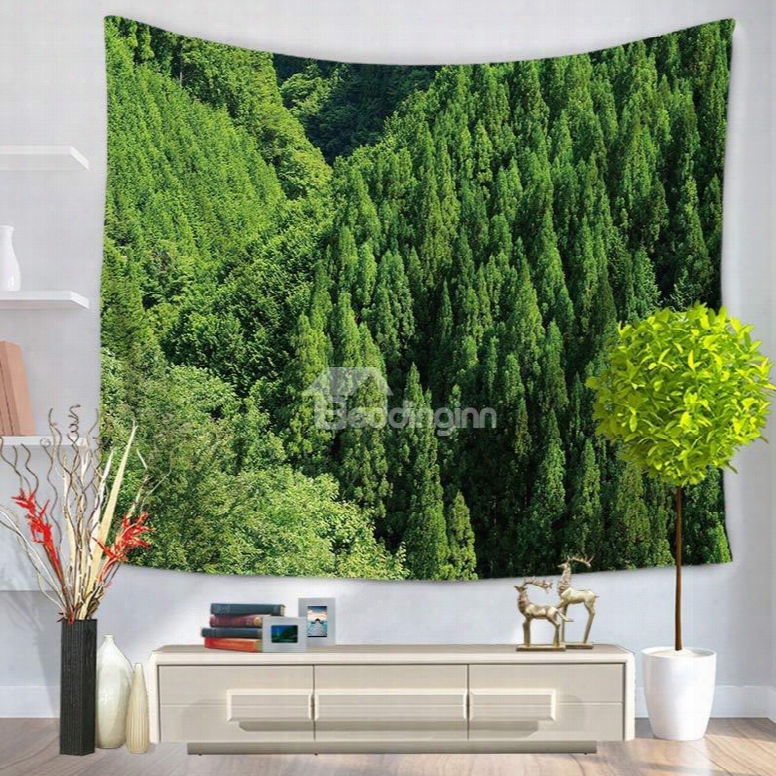 Top View Broad Green Forest Decorative Hanging Wall Tapestry