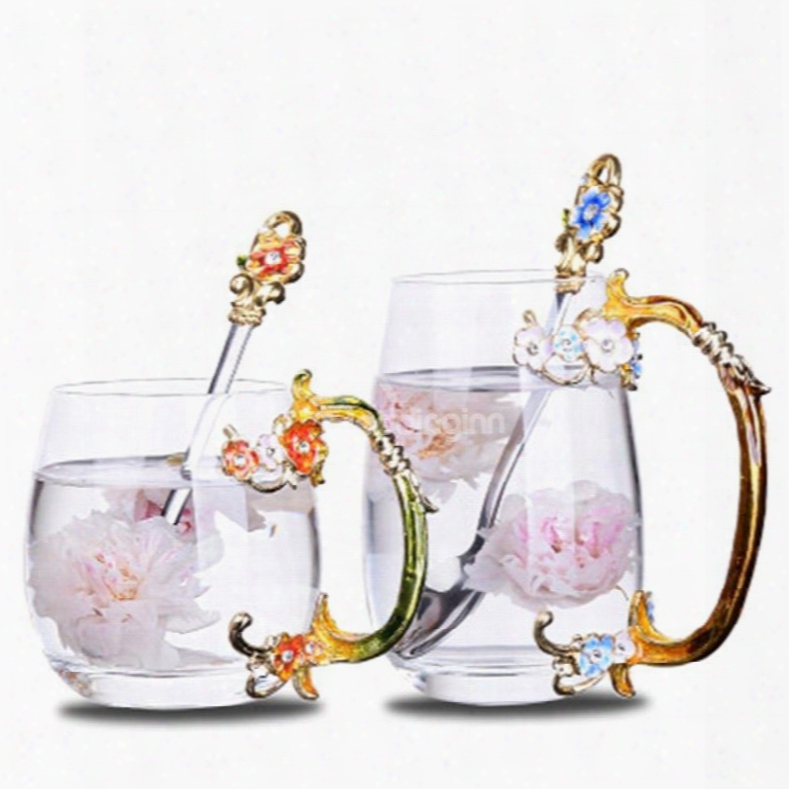 Transparent Enamel Glass Modern And Elegant Home And Office Tea Cups