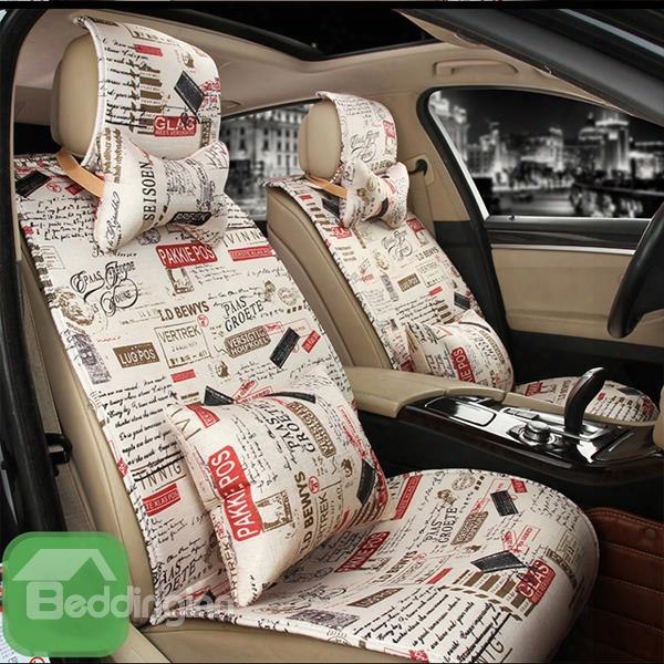 Trendy Patterns Letters And Words Soft Comfortable Universal Fit Car Seat Cover