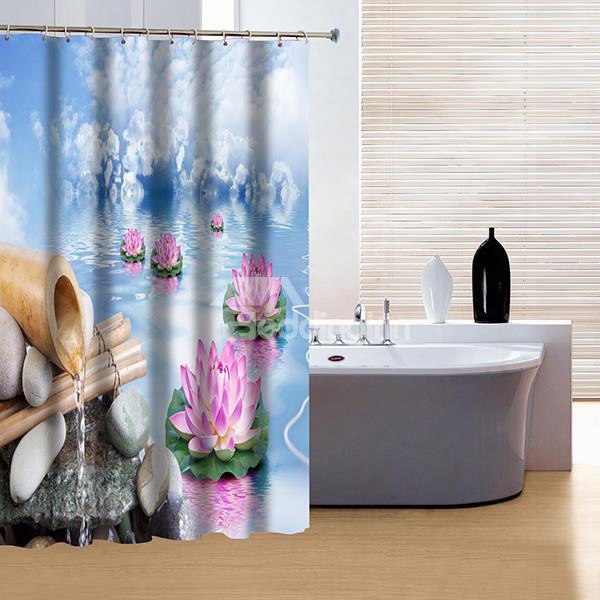 Unique Poetic Summer Spring And Lotus Print 3d Shower Curtain