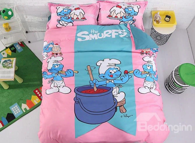 Village Chef Smurf Printed 4-piece Bedding Sets/duvet Covers