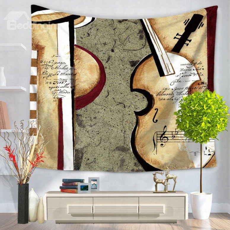 Violin Musical Instruments Vintage Style Decorative Hanging Wall Tapestry